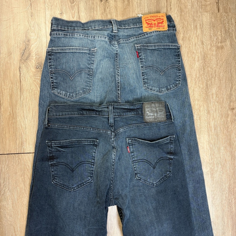 Lot of 2 Levis 550 505 Mens Jeans 33x30 Denim 33x30 Dark Blue Relaxed